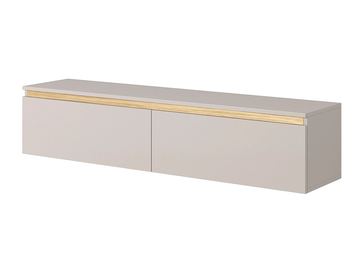Meuble TV - 140 cm - taupe (gris-beige) avec garniture dorée - Seney