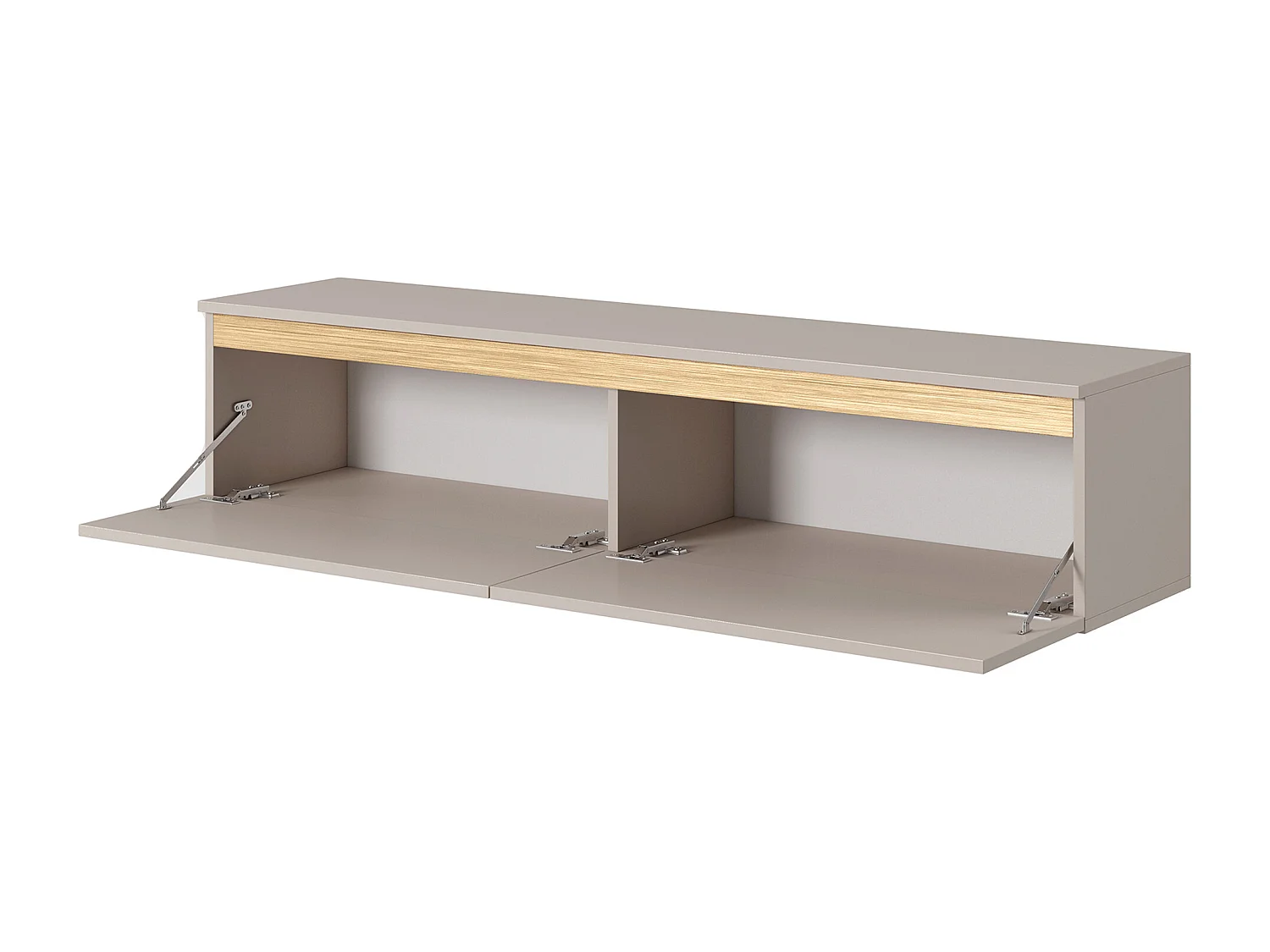 Meuble TV - 140 cm - taupe (gris-beige) avec garniture dorée - Seney