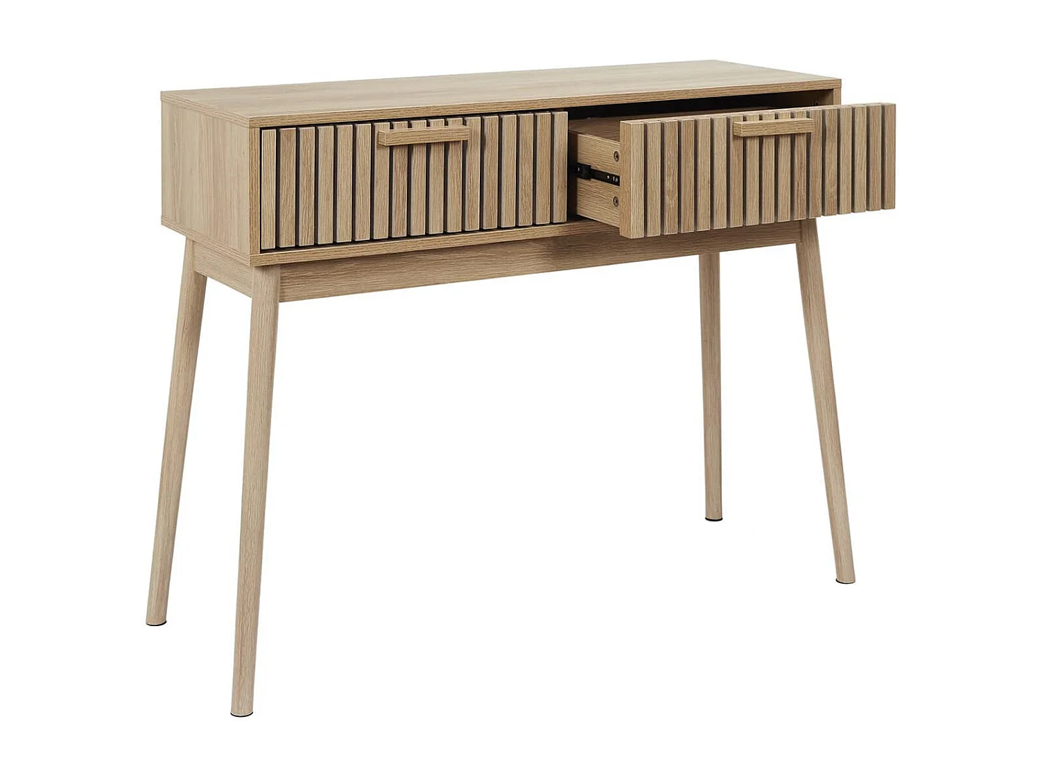 PAJAN - Console 2 Tiroirs Effet Bois avec Tasseaux