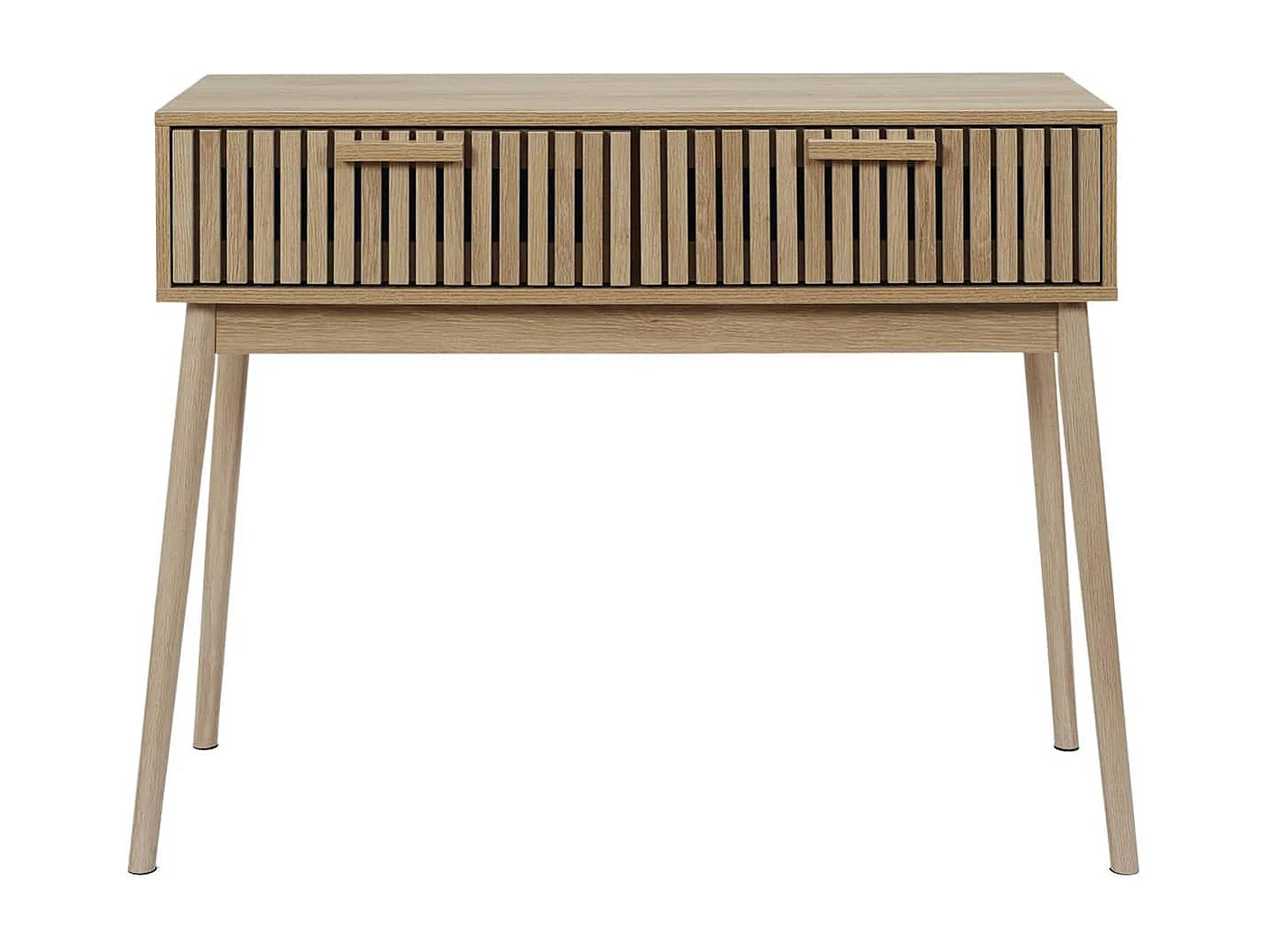 PAJAN - Console 2 Tiroirs Effet Bois avec Tasseaux