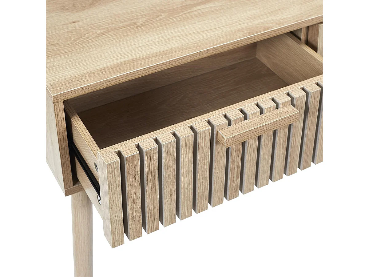 PAJAN - Console 2 Tiroirs Effet Bois avec Tasseaux