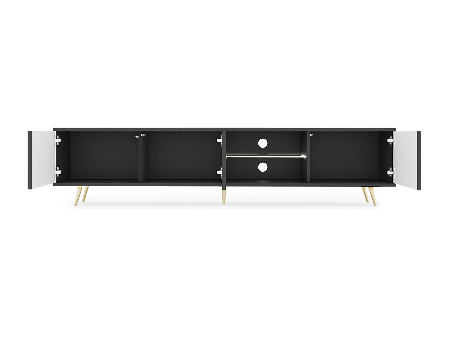 Meuble TV - 175 cm - motif du tressage viennois, pieds noirs - Bello