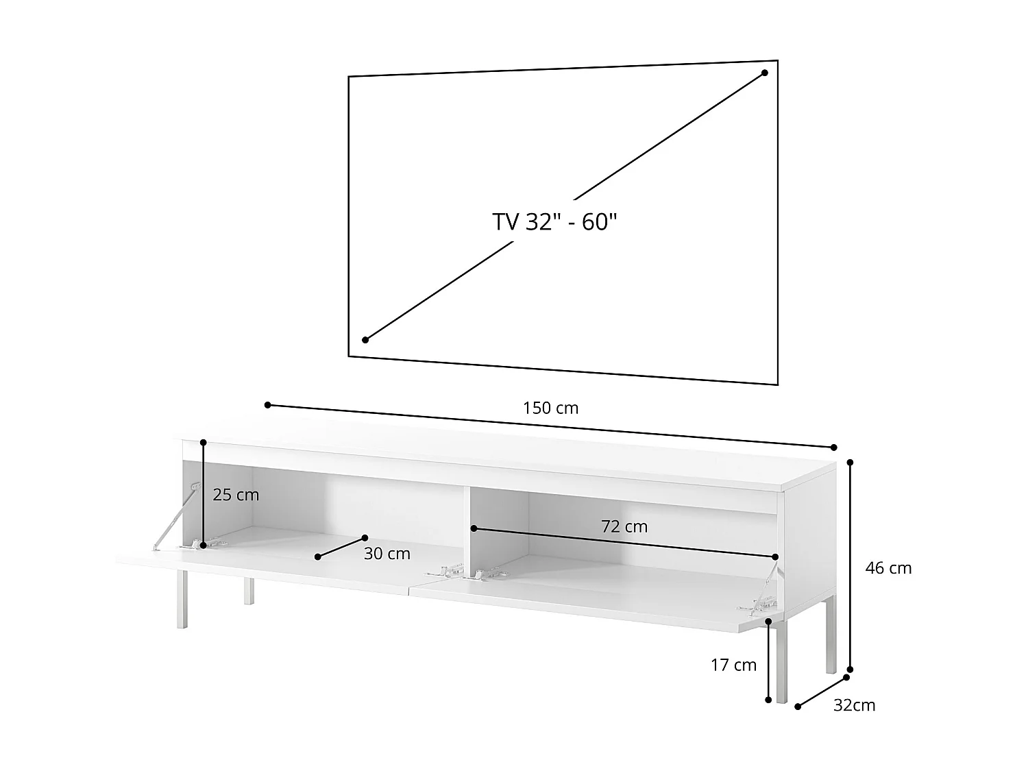 TV-meubel - 150 cm - taupe (grijsbeige) - Bemmi
