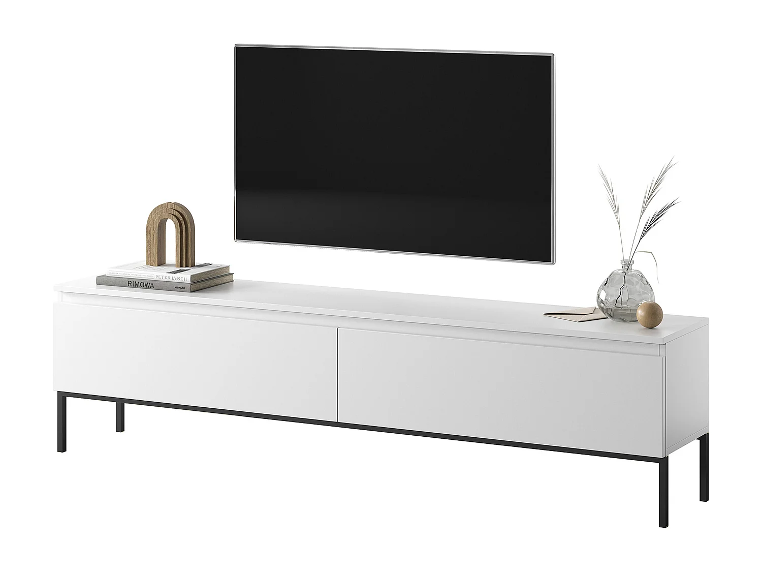 Mobile TV - 175 cm - bianco con piedini neri - BEMMI
