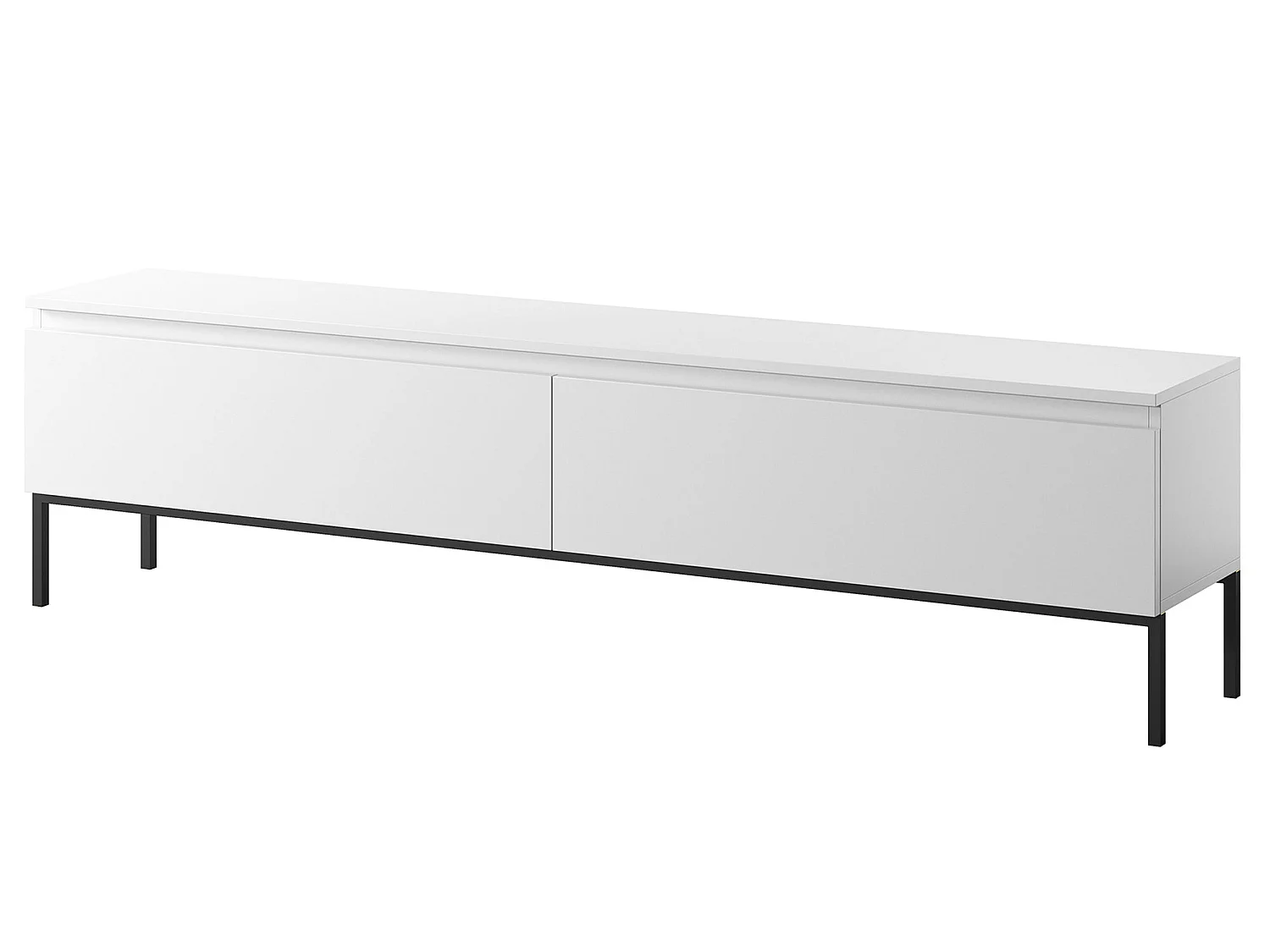 Meuble TV - 175 cm - blanc et pieds noirs - Bemmi