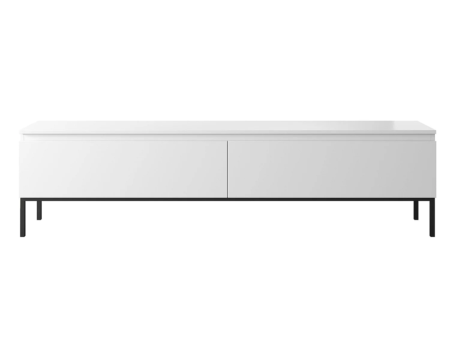 Meuble TV - 175 cm - blanc et pieds noirs - Bemmi