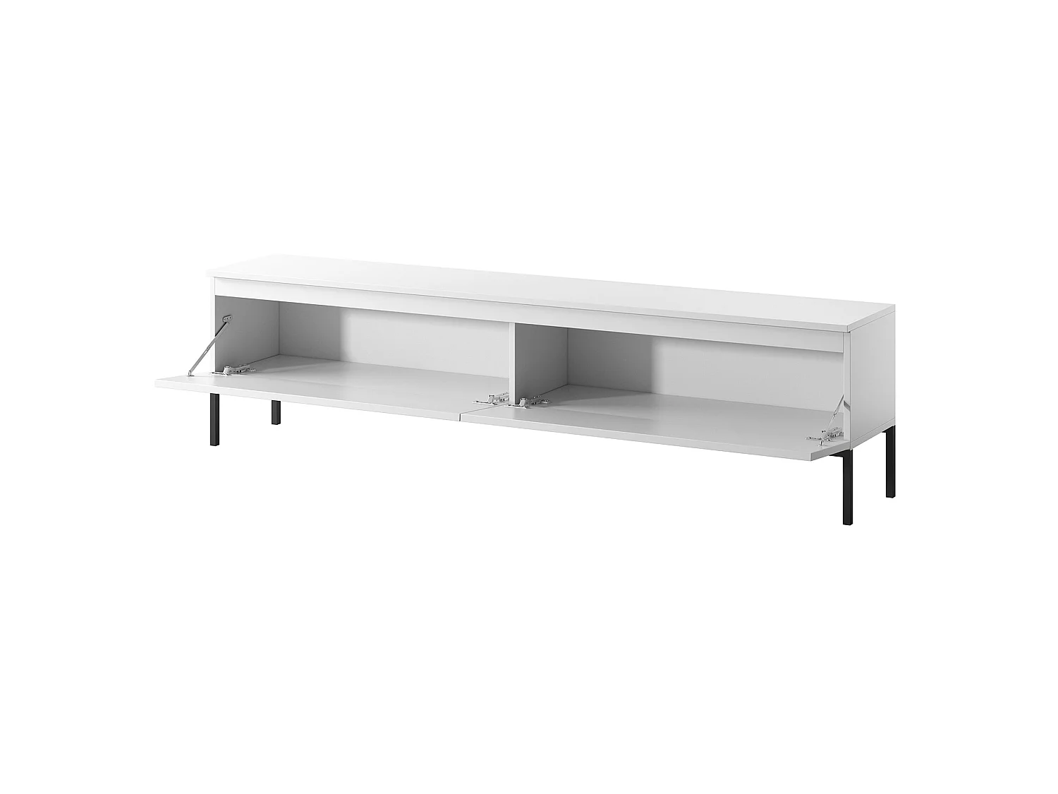 Meuble TV - 175 cm - blanc et pieds noirs - Bemmi