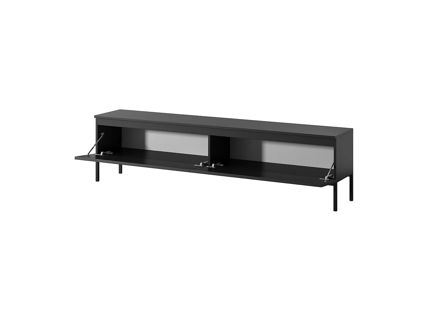Meuble TV - 175 cm - noir et pieds noirs - Bemmi