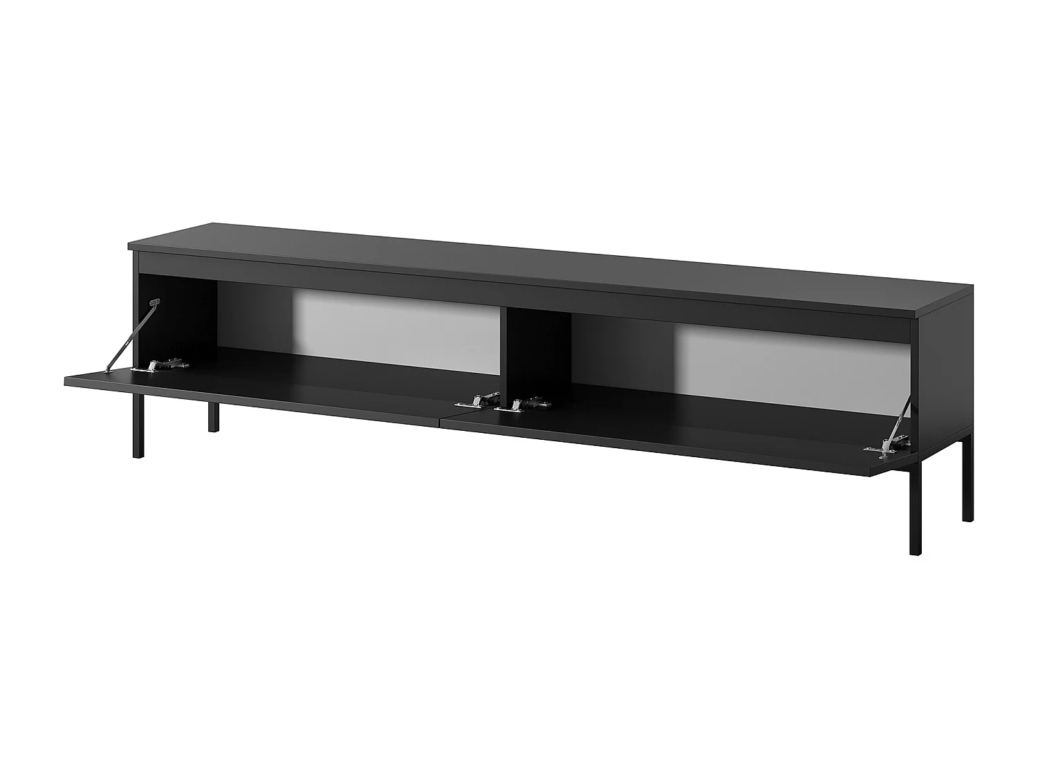 TV-Schrank - 175 cm - schwarz mit schwarzen Beinen - Bemmi