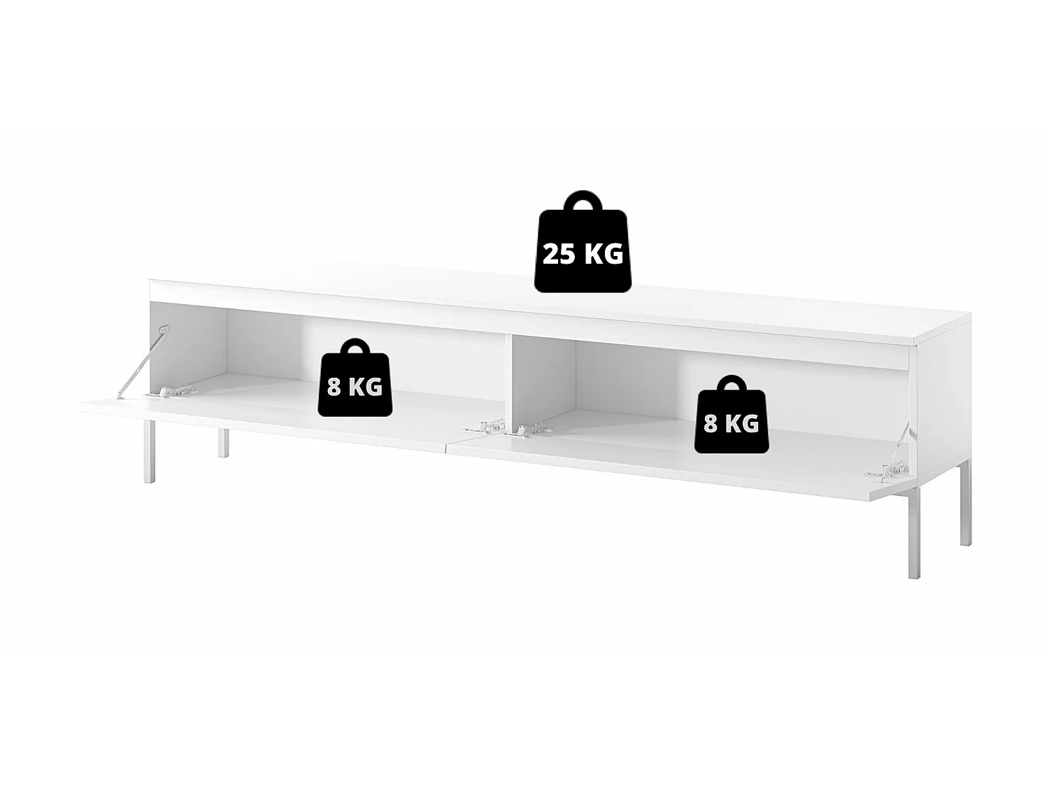TV-Schrank Lowboard - 175 cm - mit schwarzen Beinen - Taupe (Graubeige) - BEMMI