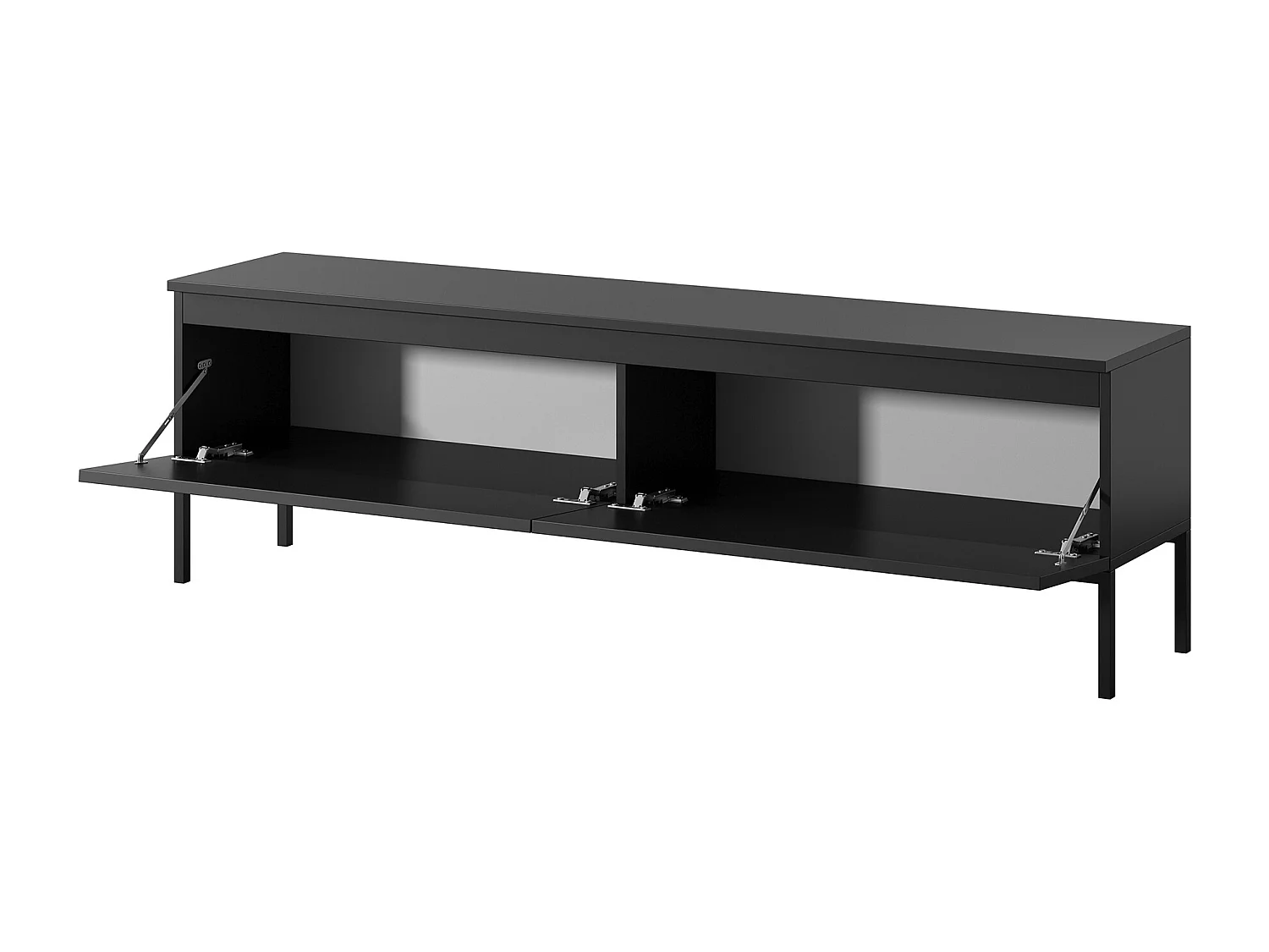 Meuble TV - 150 cm - noir et pieds noirs - Bemmi