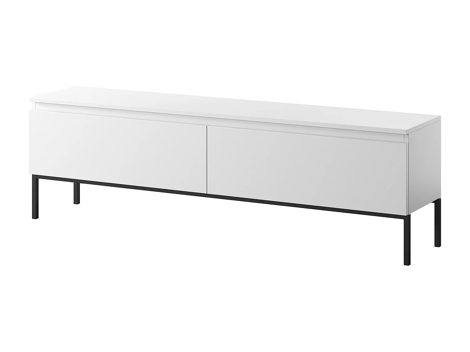 Meuble TV - 150 cm - blanc et pieds noirs - Bemmi