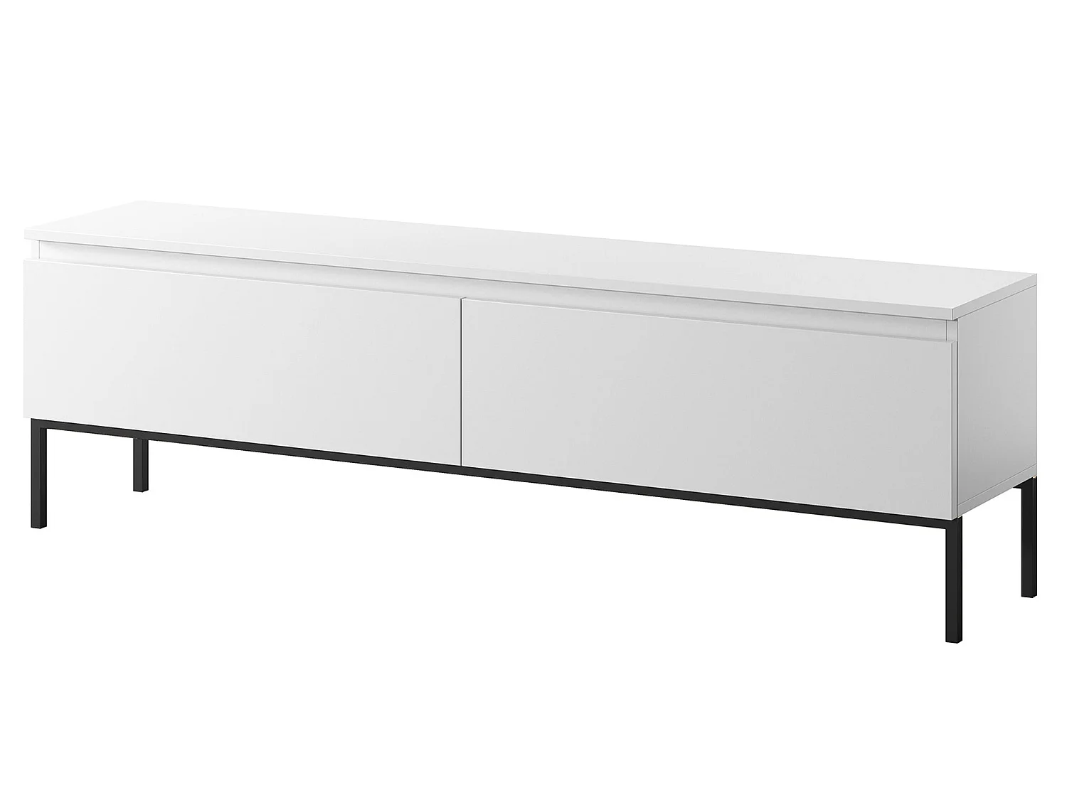 Meuble TV - 150 cm - blanc et pieds noirs - Bemmi