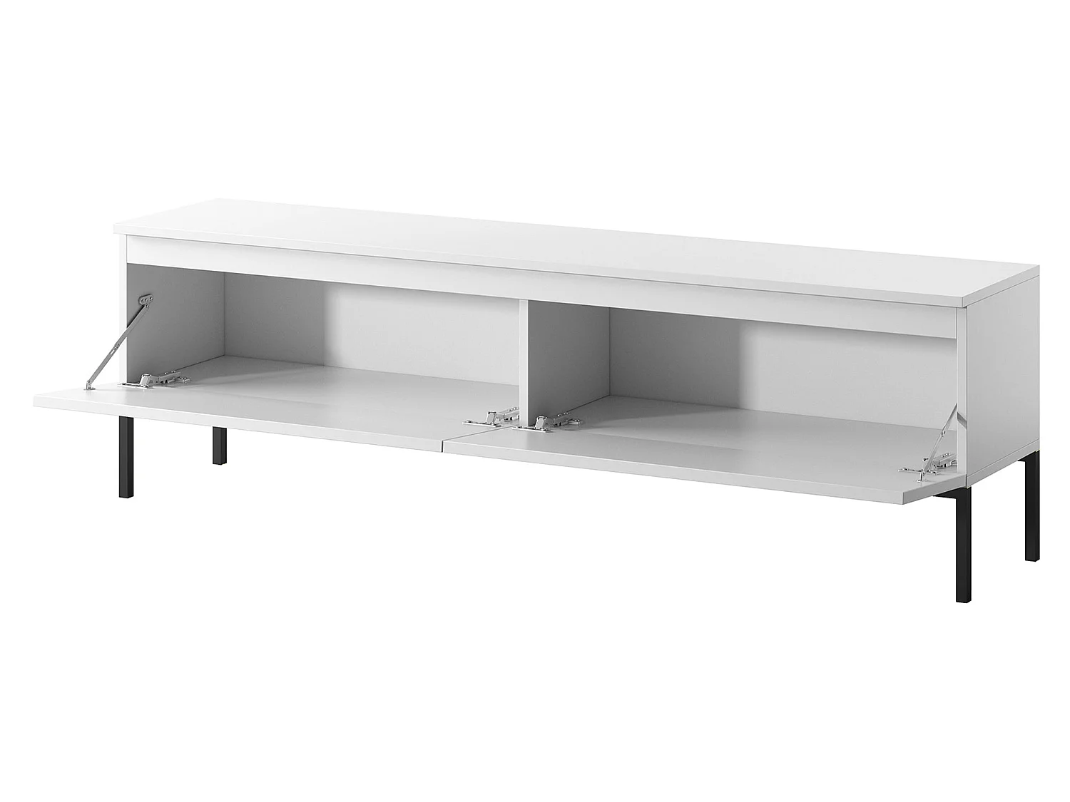 Meuble TV - 150 cm - blanc et pieds noirs - Bemmi