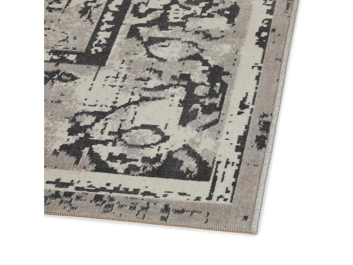 Tapis oriental 120x170 rectangle gris tissé motif ancestral NITOU 5