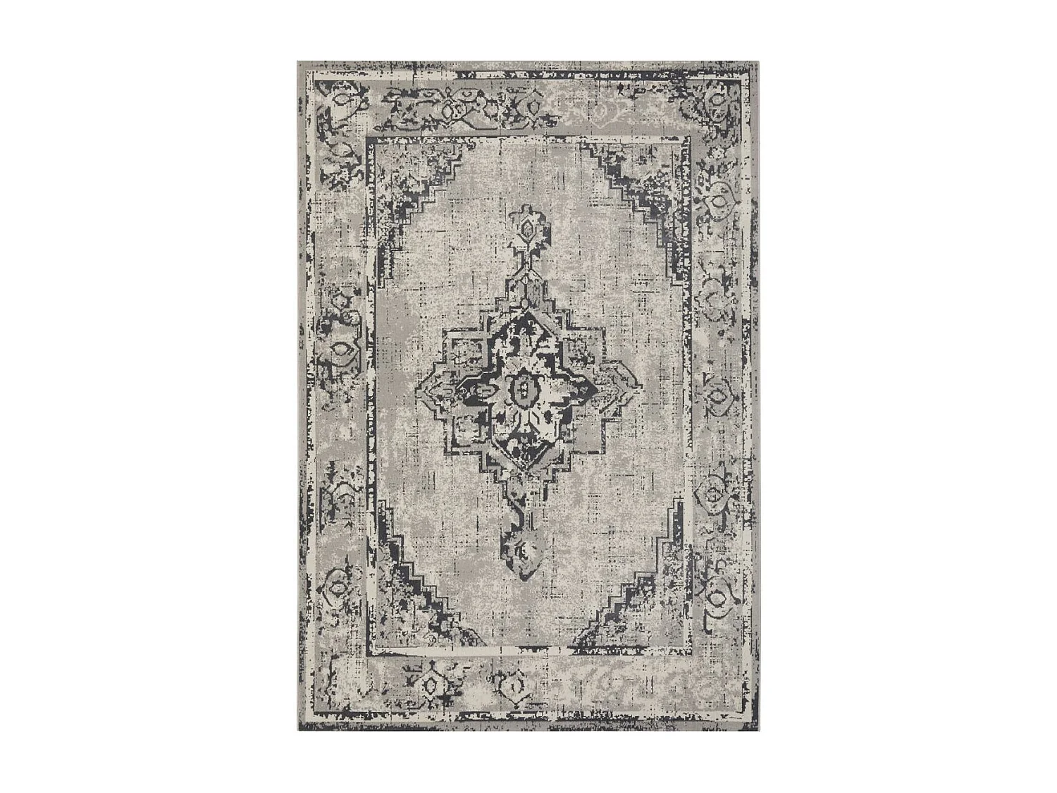 Tapis oriental 120x170 rectangle gris tissé motif ancestral NITOU 5