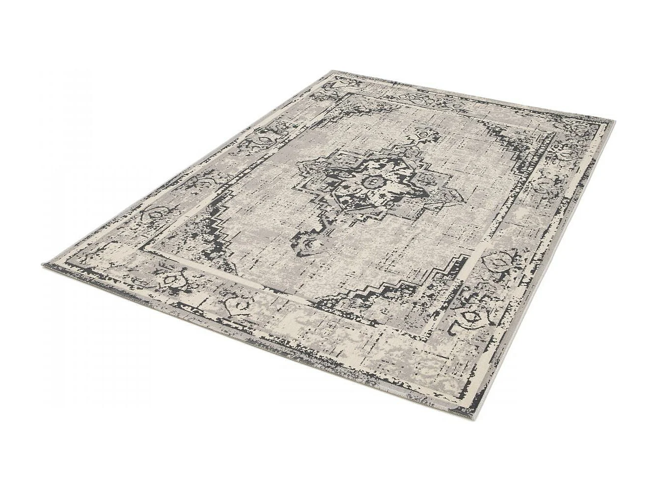 Tapis oriental 120x170 rectangle gris tissé motif ancestral NITOU 5