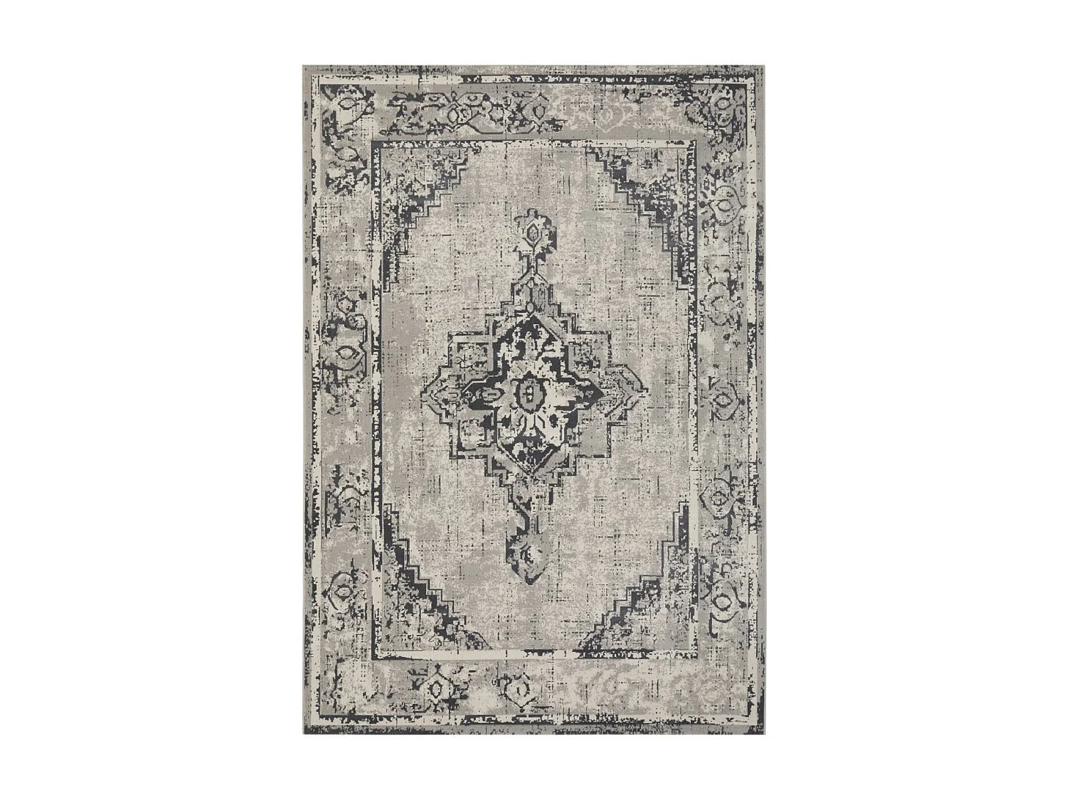 Tapis oriental 120x170 rectangle gris tissé motif ancestral NITOU 5
