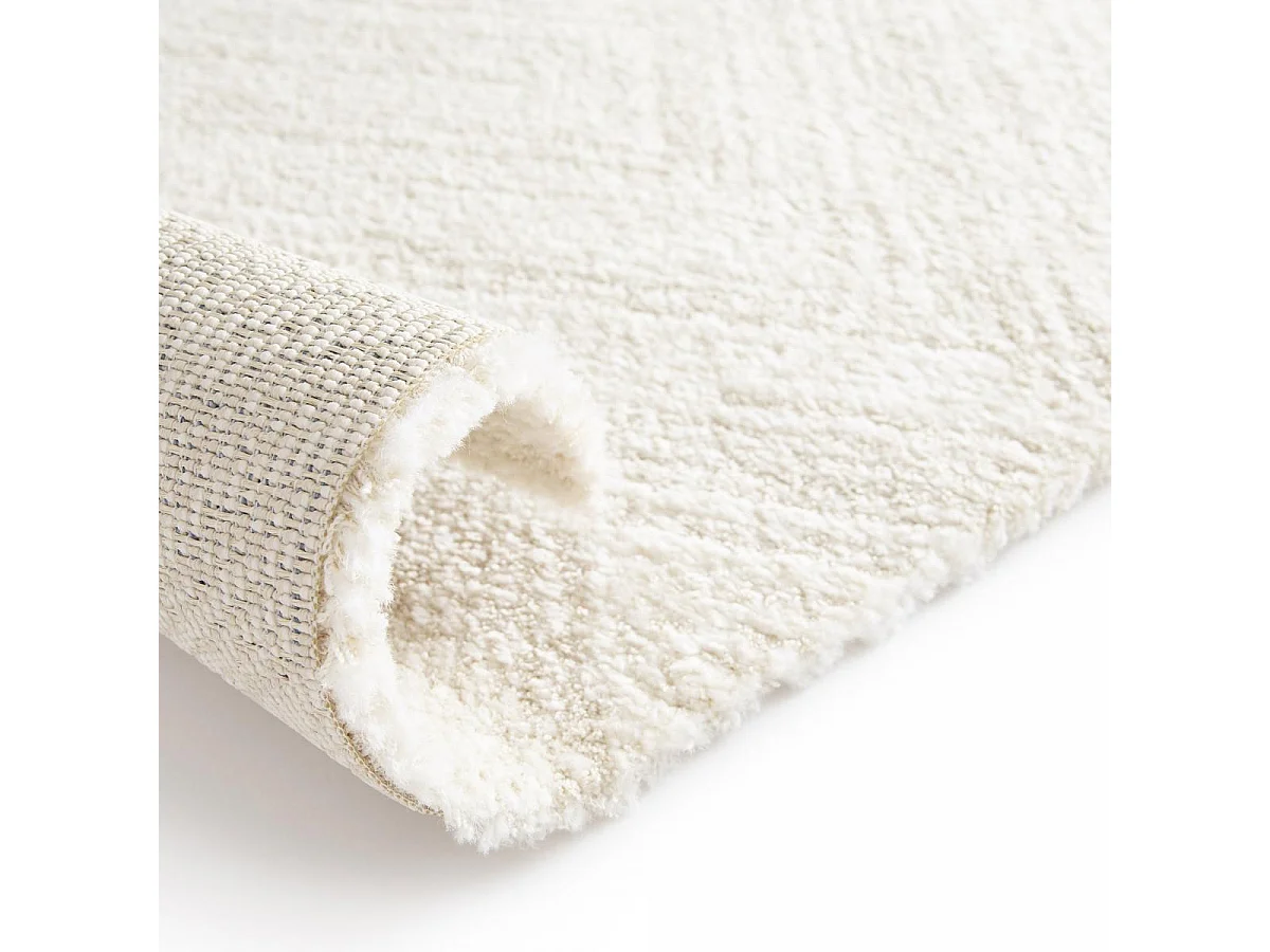 tapis salon 160x230 tissé blanc cassé rectangle motif faux uni NAFO 1