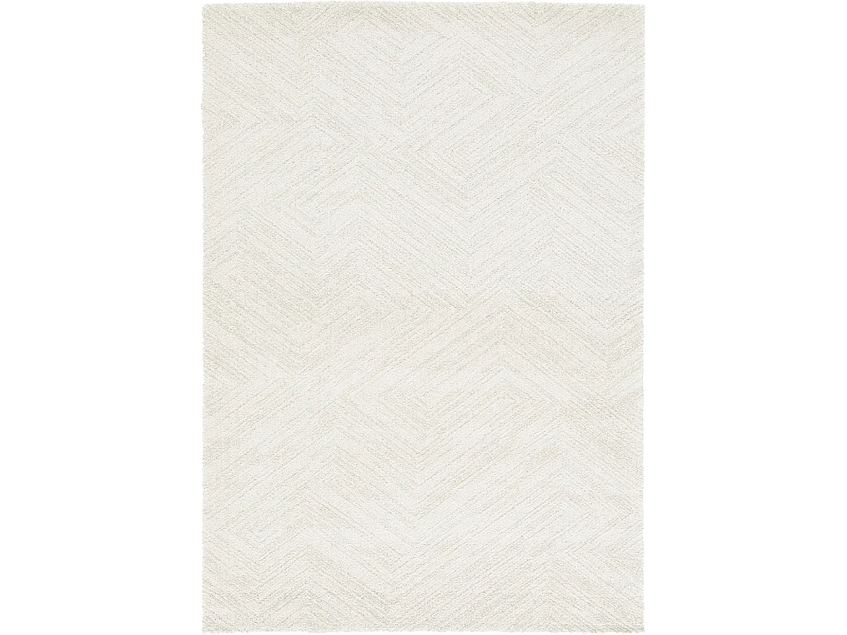 tapis salon 160x230 tissé blanc cassé rectangle motif faux uni NAFO 1