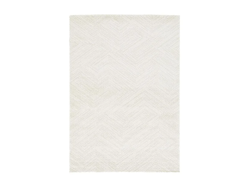 tapis salon 160x230 tissé blanc cassé rectangle motif faux uni NAFO 1