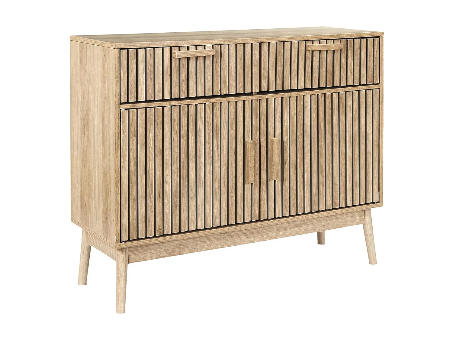 PAJAN - Buffet 2 Portes Effet Bois avec Tasseaux