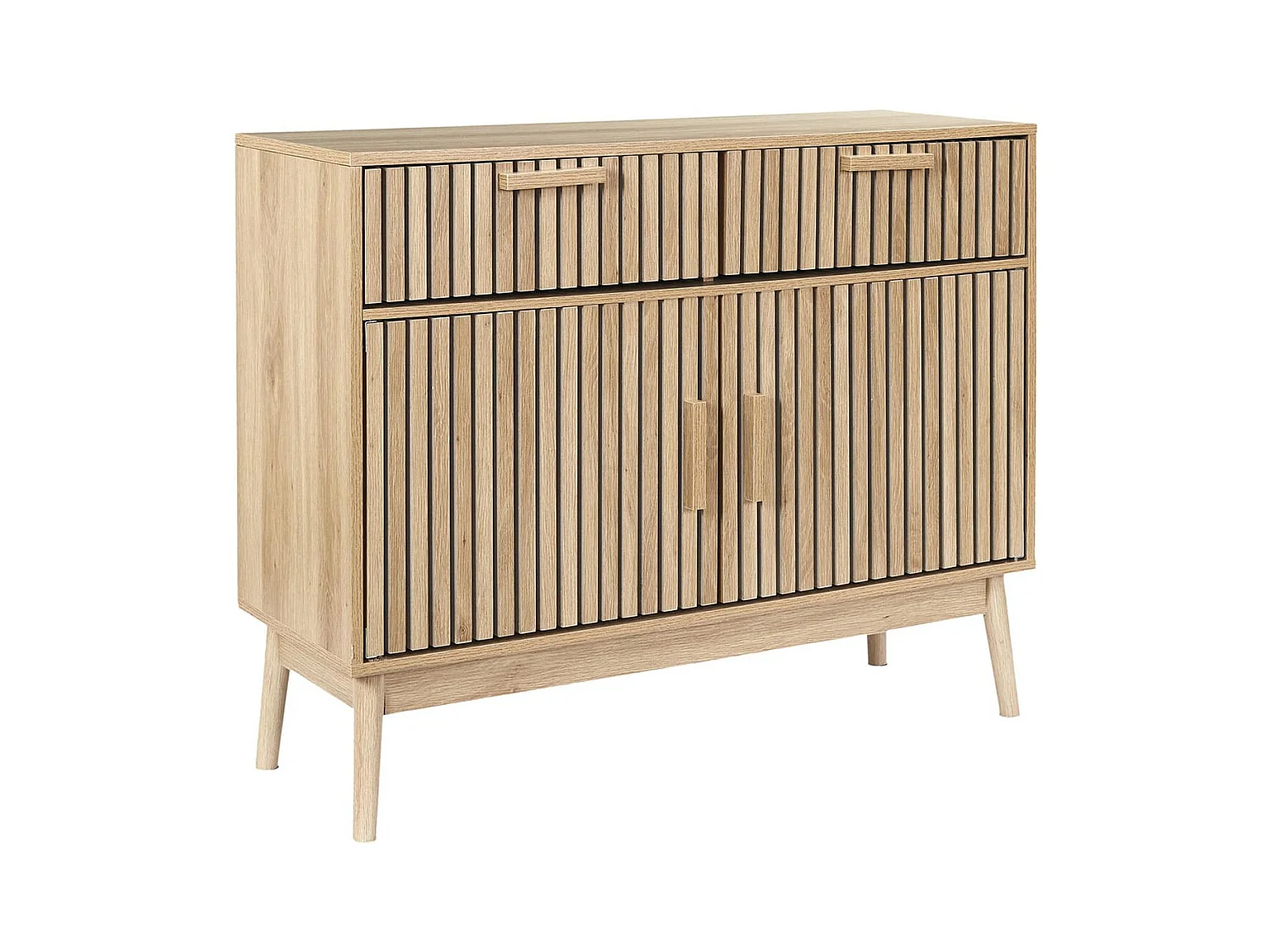 PAJAN - Buffet 2 Portes Effet Bois avec Tasseaux
