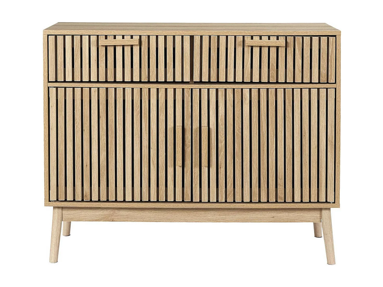 PAJAN - Buffet 2 Portes Effet Bois avec Tasseaux