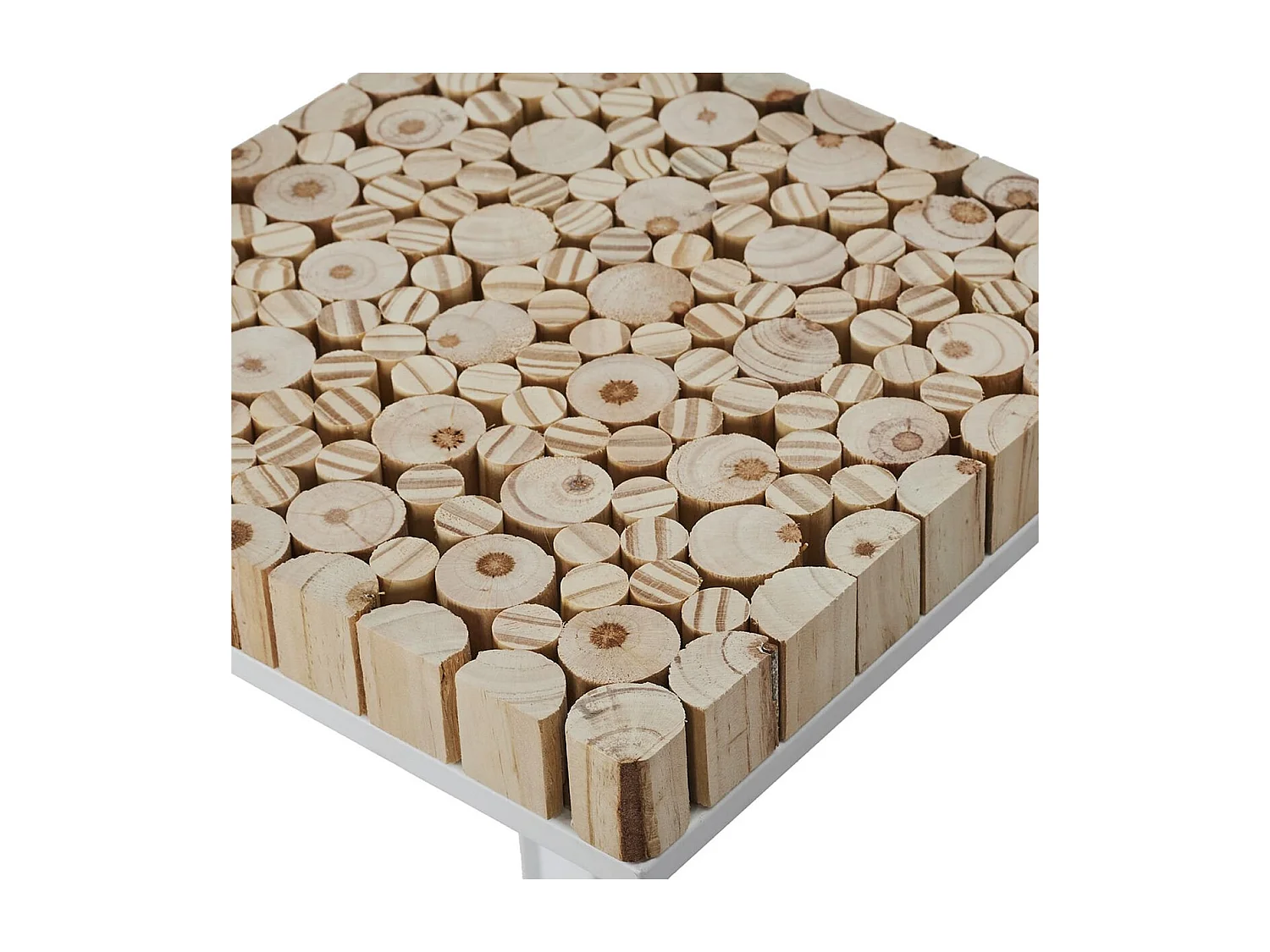 FREJ - Duo de Sellettes Gigognes Rondins de Bois et Métal Blanc