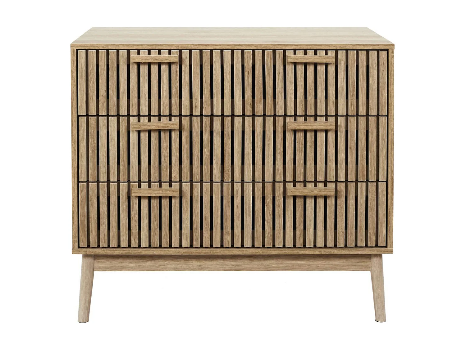 PAJAN - Commode 3 Tiroirs Effet Bois avec Tasseaux