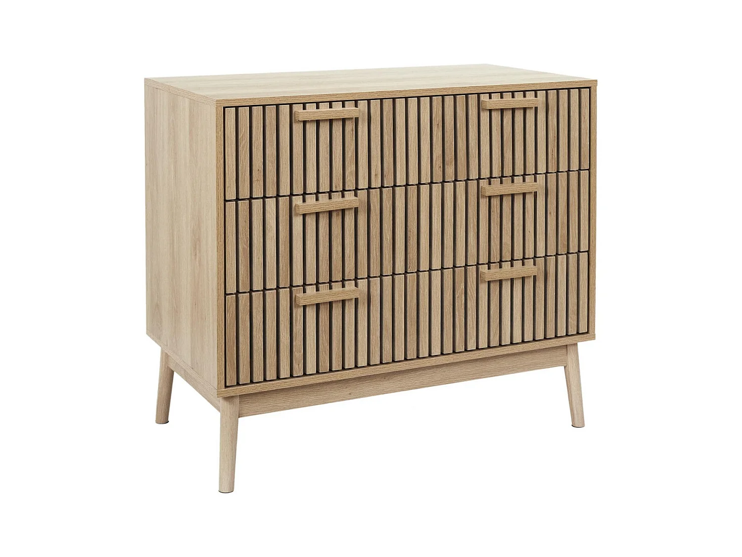 PAJAN - Commode 3 Tiroirs Effet Bois avec Tasseaux