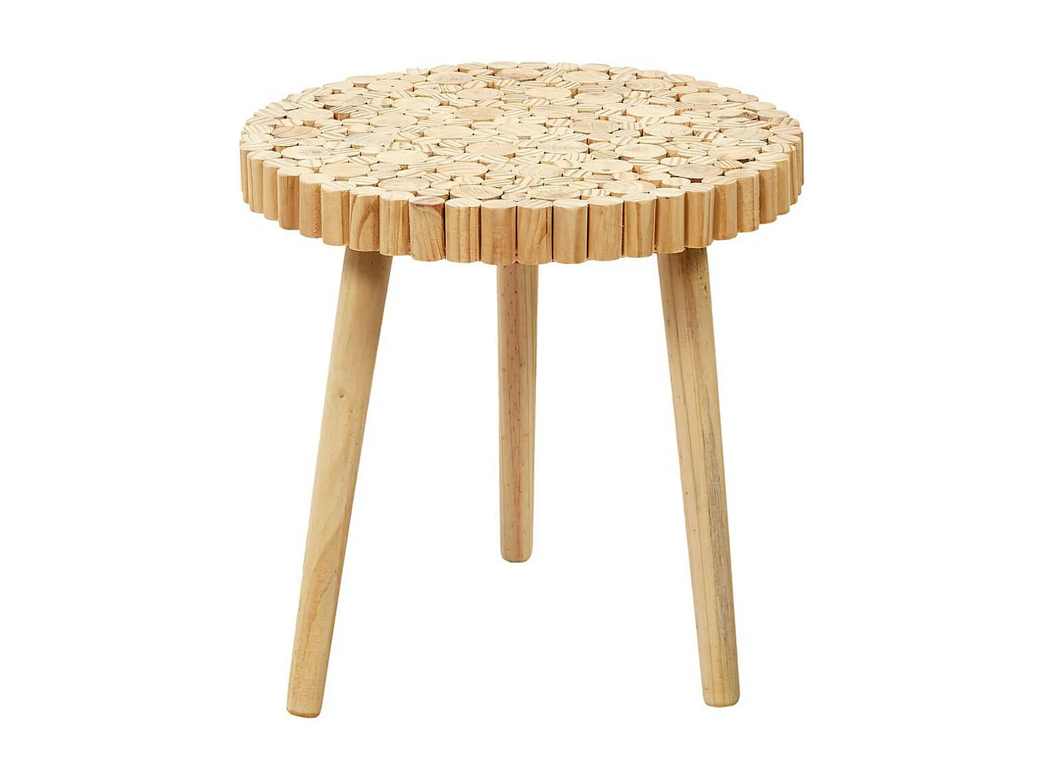 FREJ - Duo de Tables Gigognes Plateau Rondins de Bois
