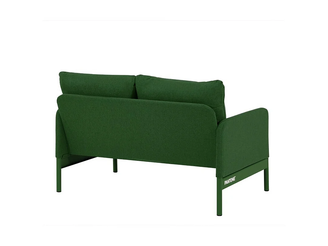 Canapé droit fixe tissu vert olive 2 places