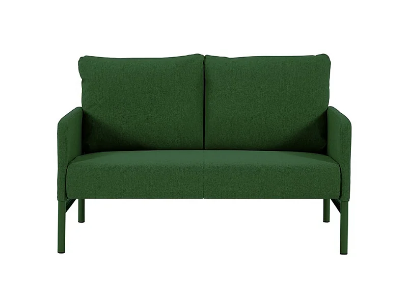 Canapé droit fixe tissu vert olive 2 places
