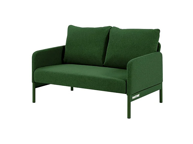 Canapé droit fixe tissu vert olive 2 places