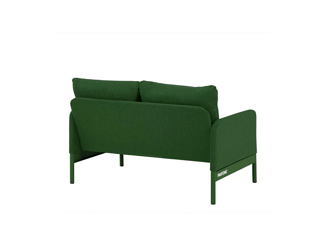 Canapé droit fixe tissu vert olive 2 places