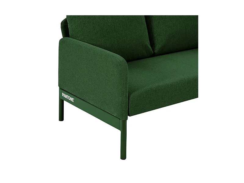 Canapé droit fixe tissu vert olive 2 places