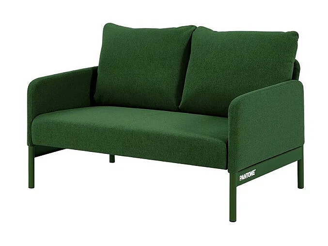 Canapé droit fixe tissu vert olive 2 places