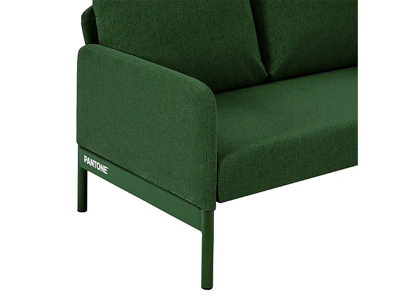 Canapé droit fixe tissu vert olive 2 places