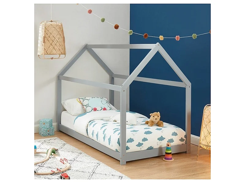 Lit Cabane Royaume Des Rêves Gris 90x190 cm - Laïba Kids