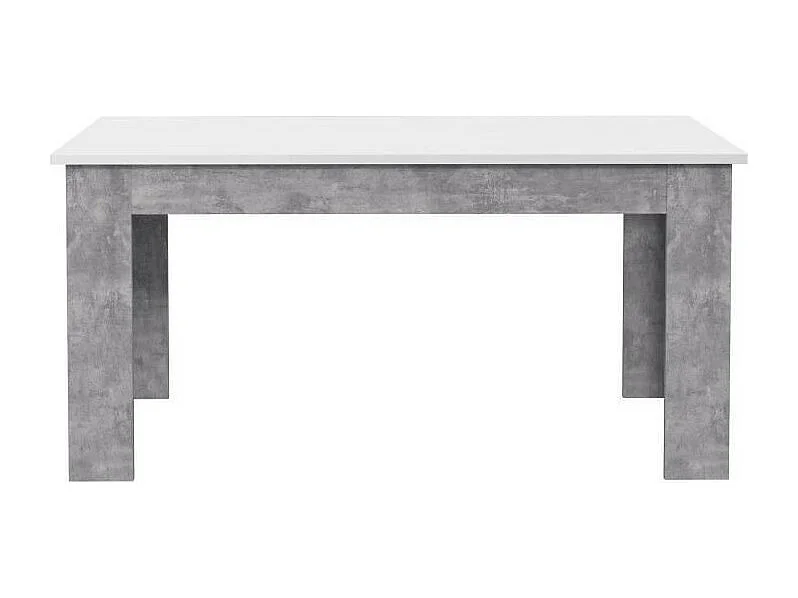 Table a manger - Blanc et beton gris clair - PILVIL - 160 x I90 x H 75 cm
