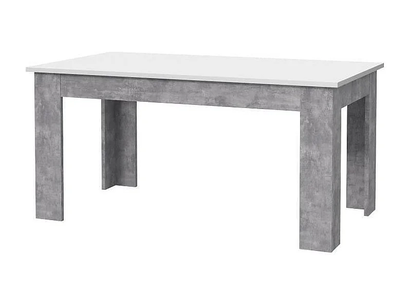Table a manger - Blanc et beton gris clair - PILVIL - 160 x I90 x H 75 cm