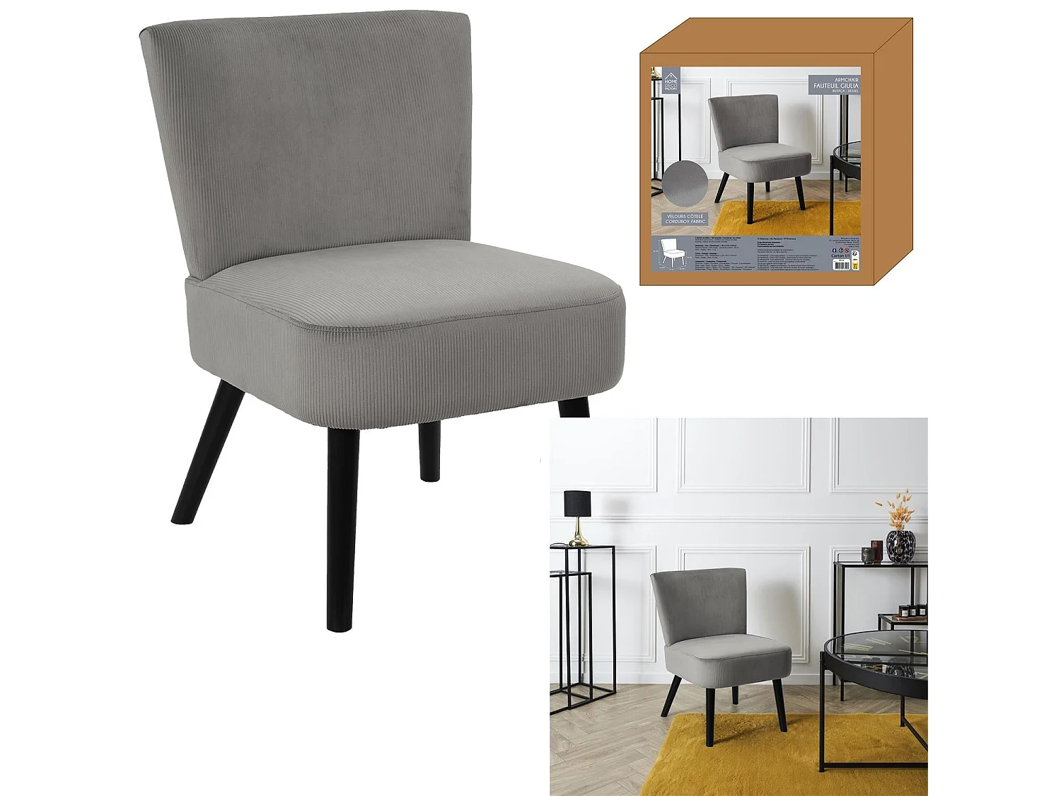 Fauteuil Crapaud Giulia Gris Gris