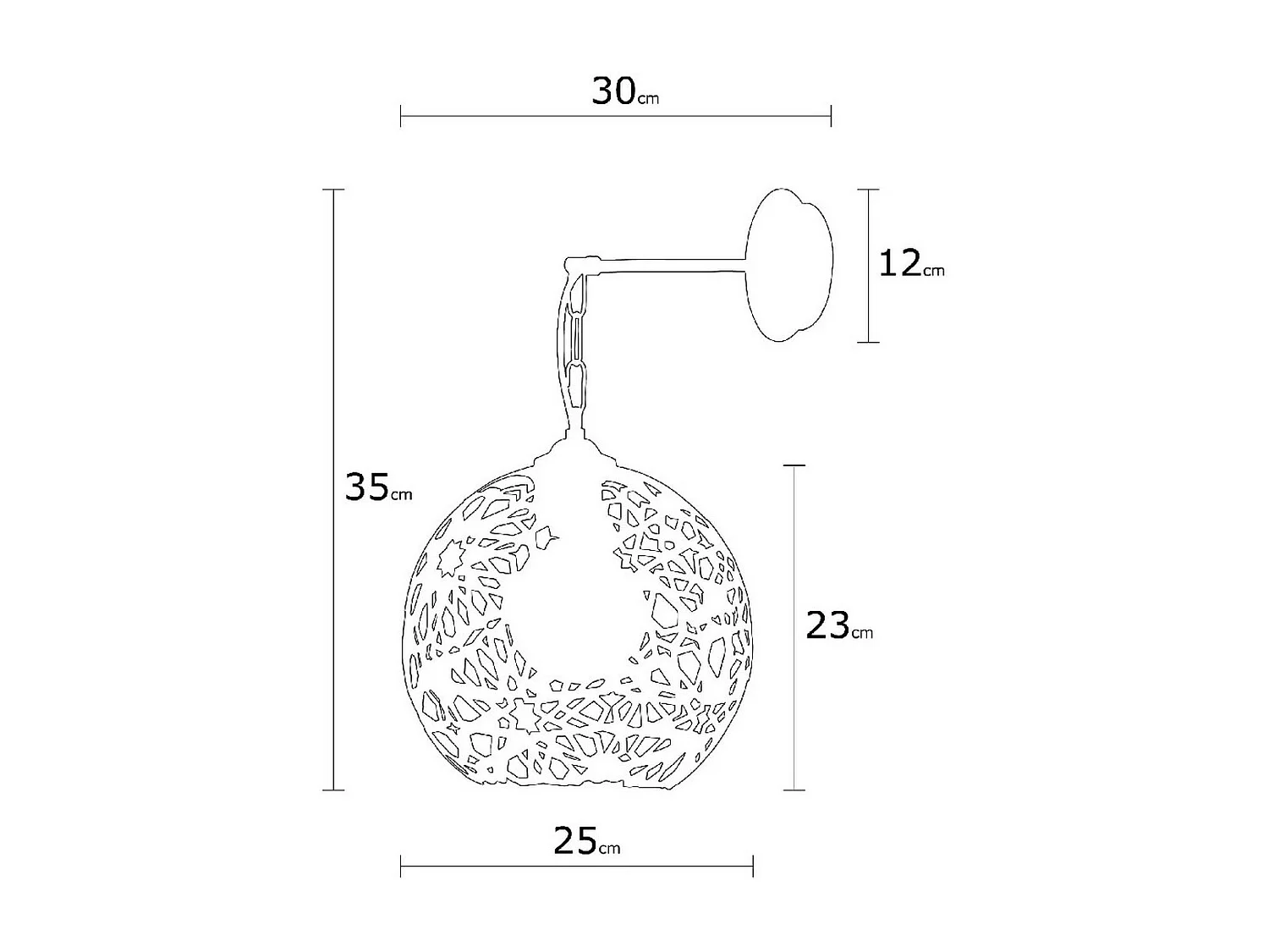 Applique Siena, Noir, 25x30x35 cm, EPIKASA