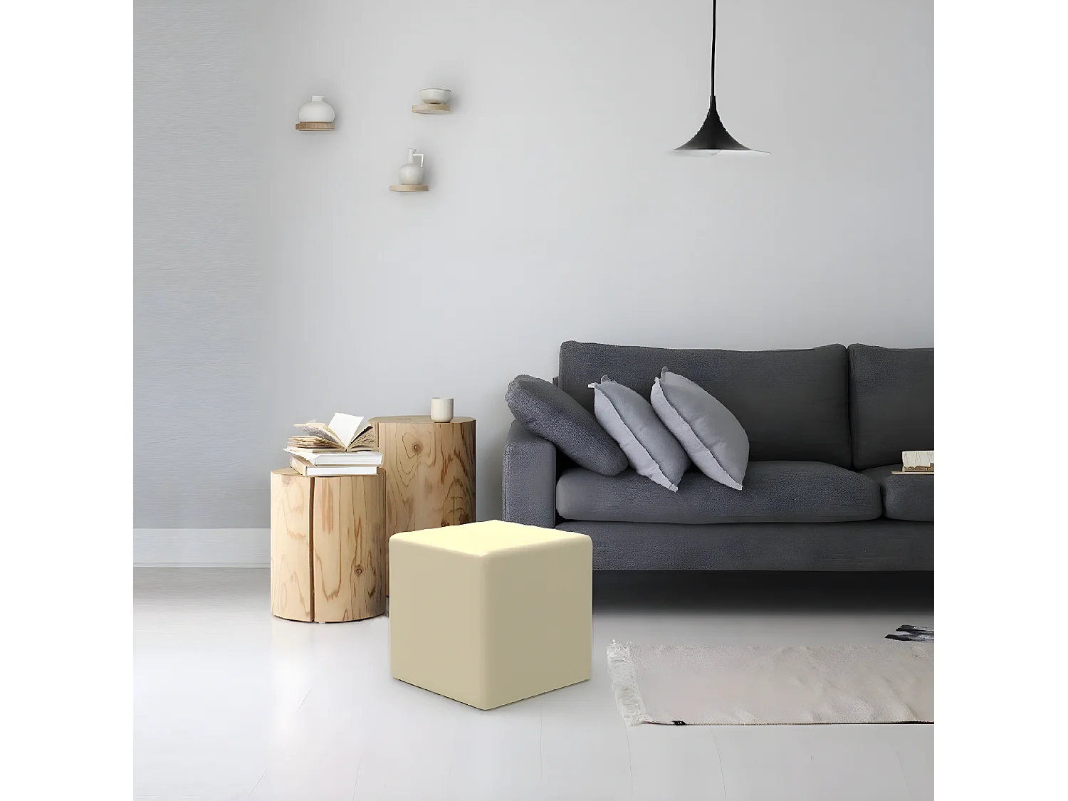 Pouf Milena, Crème, 34x34x37 cm, EPIKASA