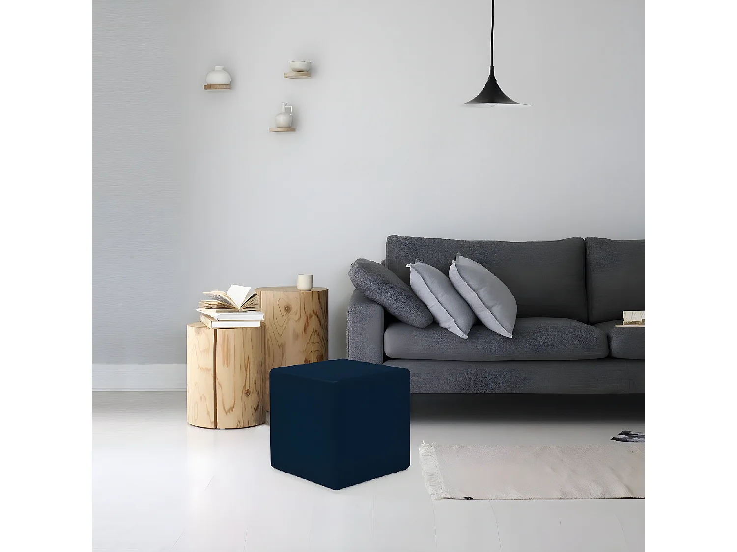Pouf Milena, Bleu, 34x34x37 cm, EPIKASA