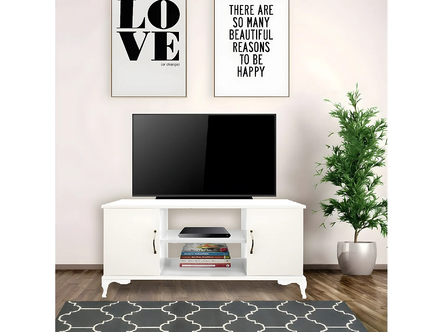 TV-Meubel Doris - Wit - 111x40x57 cm - Epikasa