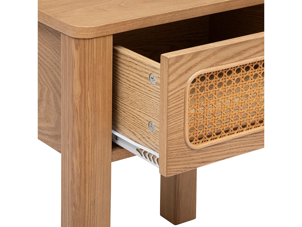 Table de chevet avec 1 tiroir en MDF coloris marron - L. 45 x P. 38,5 x H. 52,5  cm