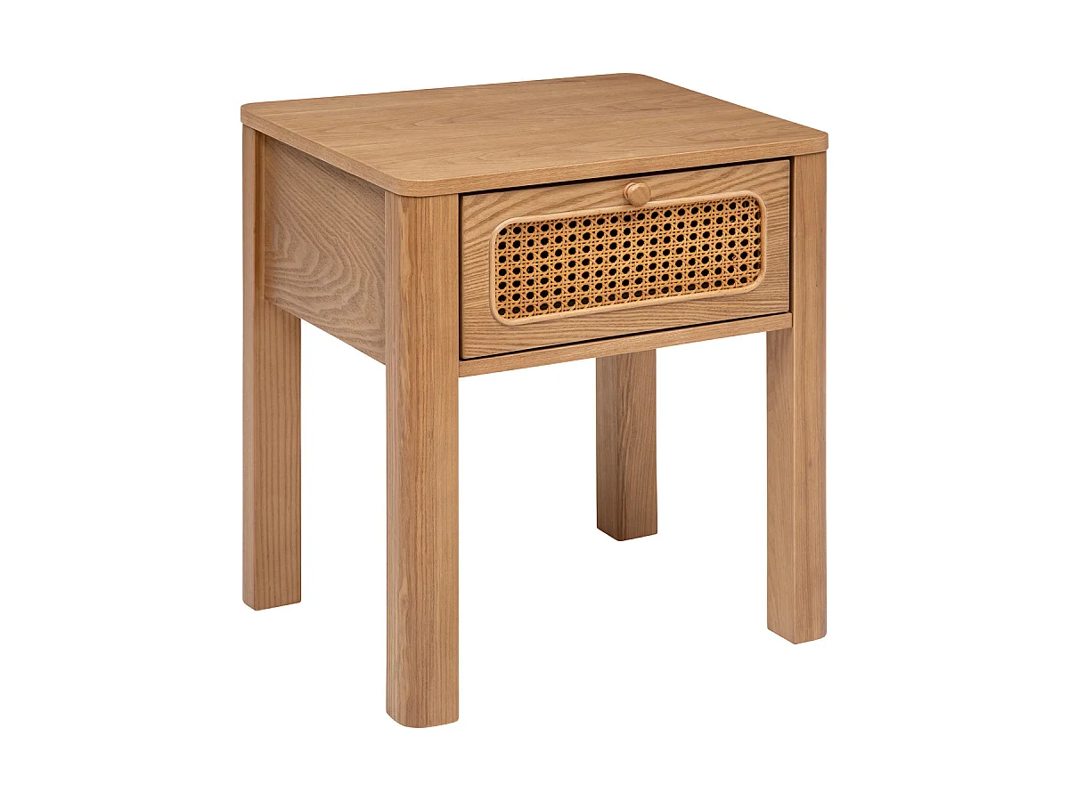 Table de chevet avec 1 tiroir en MDF coloris marron - L. 45 x P. 38,5 x H. 52,5  cm