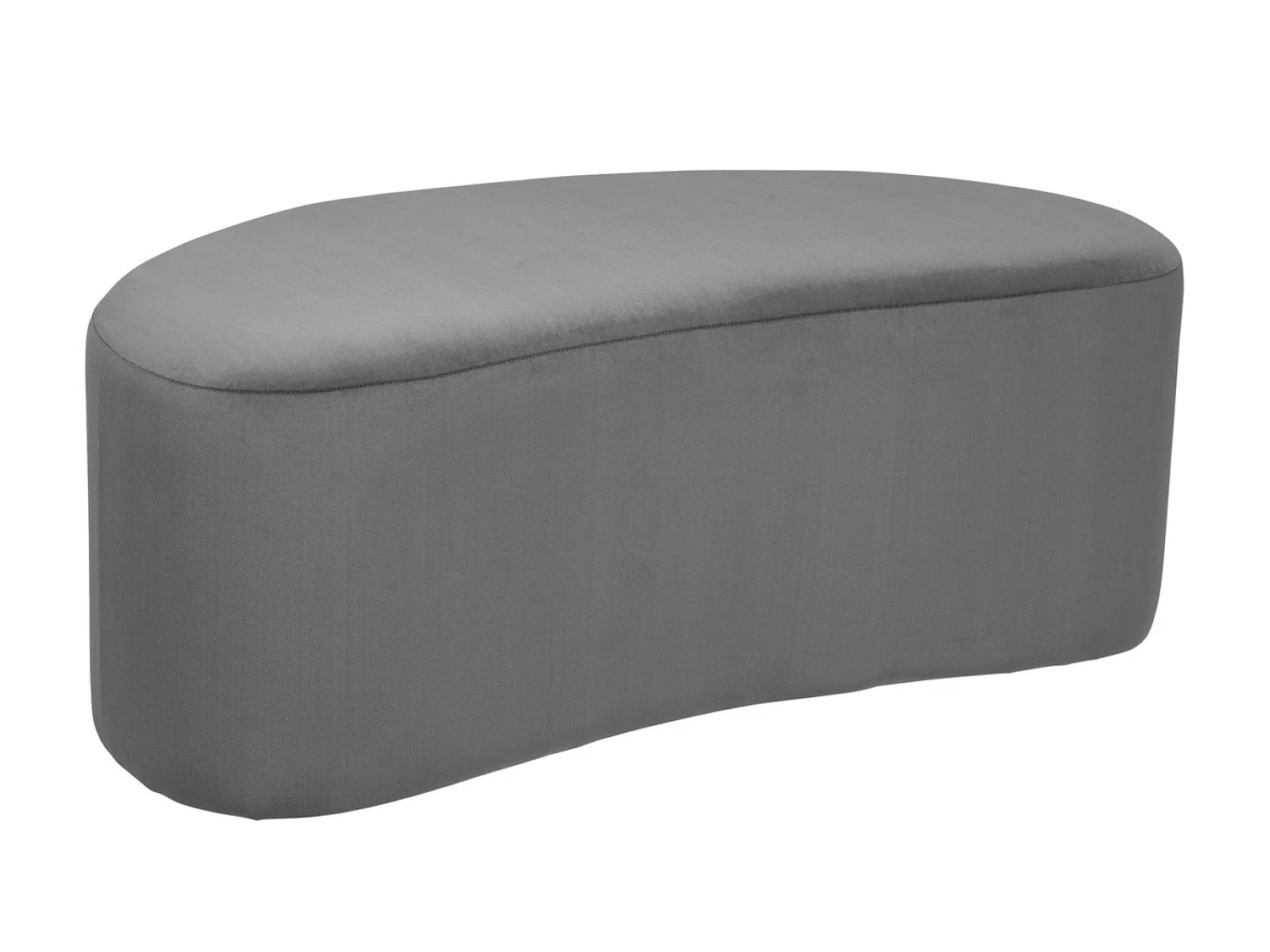 Banc d'assise en velours coloris gris foncé - L. 98  x P. 50  x H. 35  cm